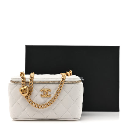 Chanel Caviar Quilted Sweetheart Vanity Case White 13 of 13