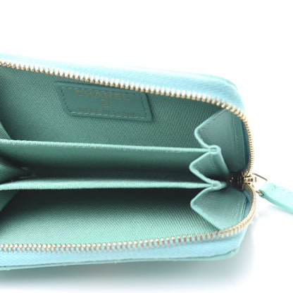 Chanel Caviar Flat Chevron Quilted Zip Coin Purse Green 5 of 8