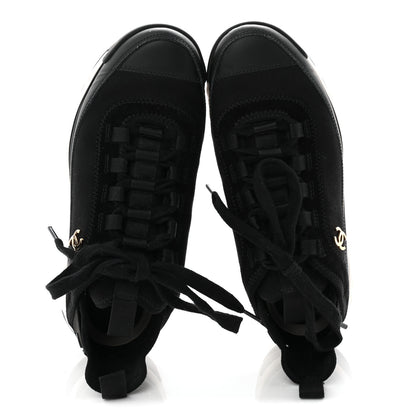 Chanel Velvet Calfskin Mixed Fibers CC Sneakers 36.5 Black 5 of 10