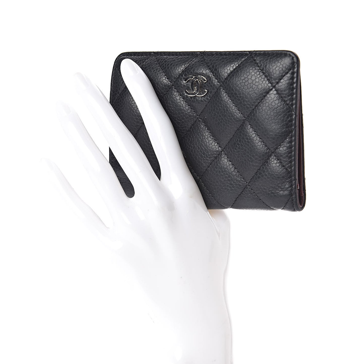 Caviar Quilted Flap Card Holder Black