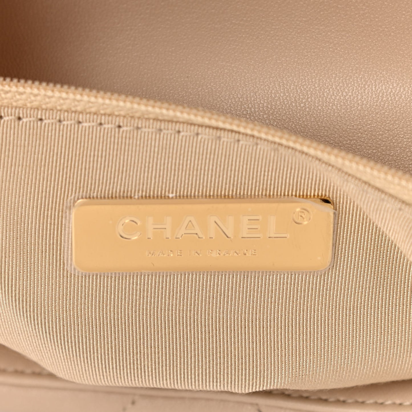 Lambskin Quilted Medium Chanel 19 Flap Light Beige