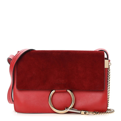 Chloe Suede Calfskin Small Faye Shoulder Bag Red 1 of 16