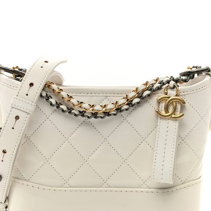 Chanel Patent Goatskin Quilted Small Gabrielle Hobo White 5 of 11
