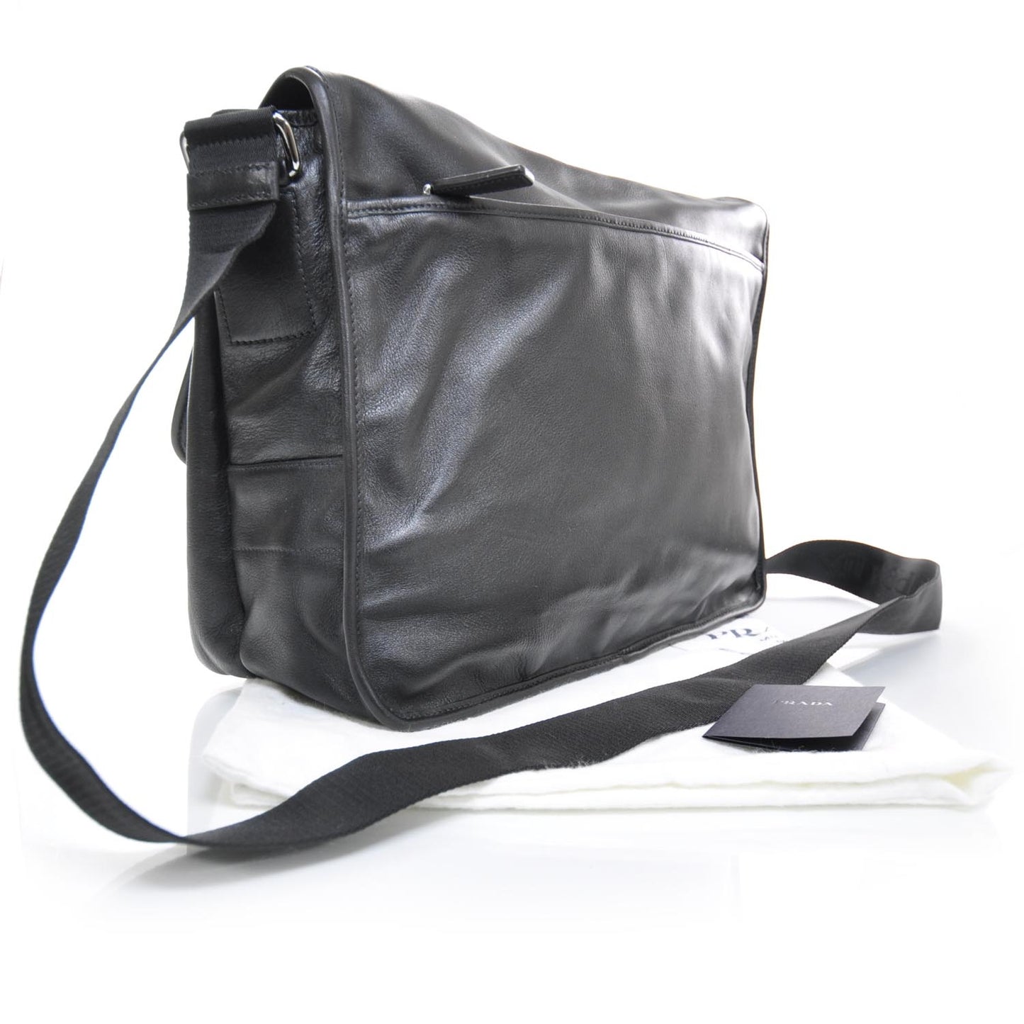 Soft Leather Messenger Bag Nero Black