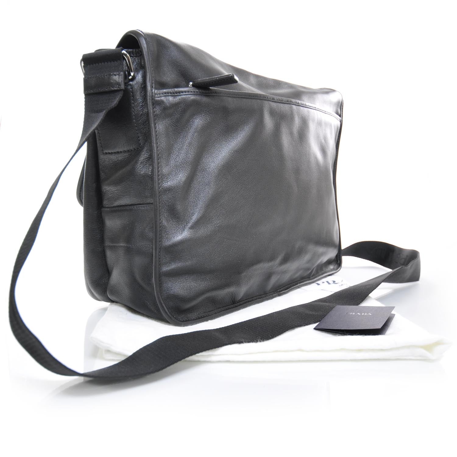 Prada Soft Leather Messenger Bag Nero Black 2 of 10