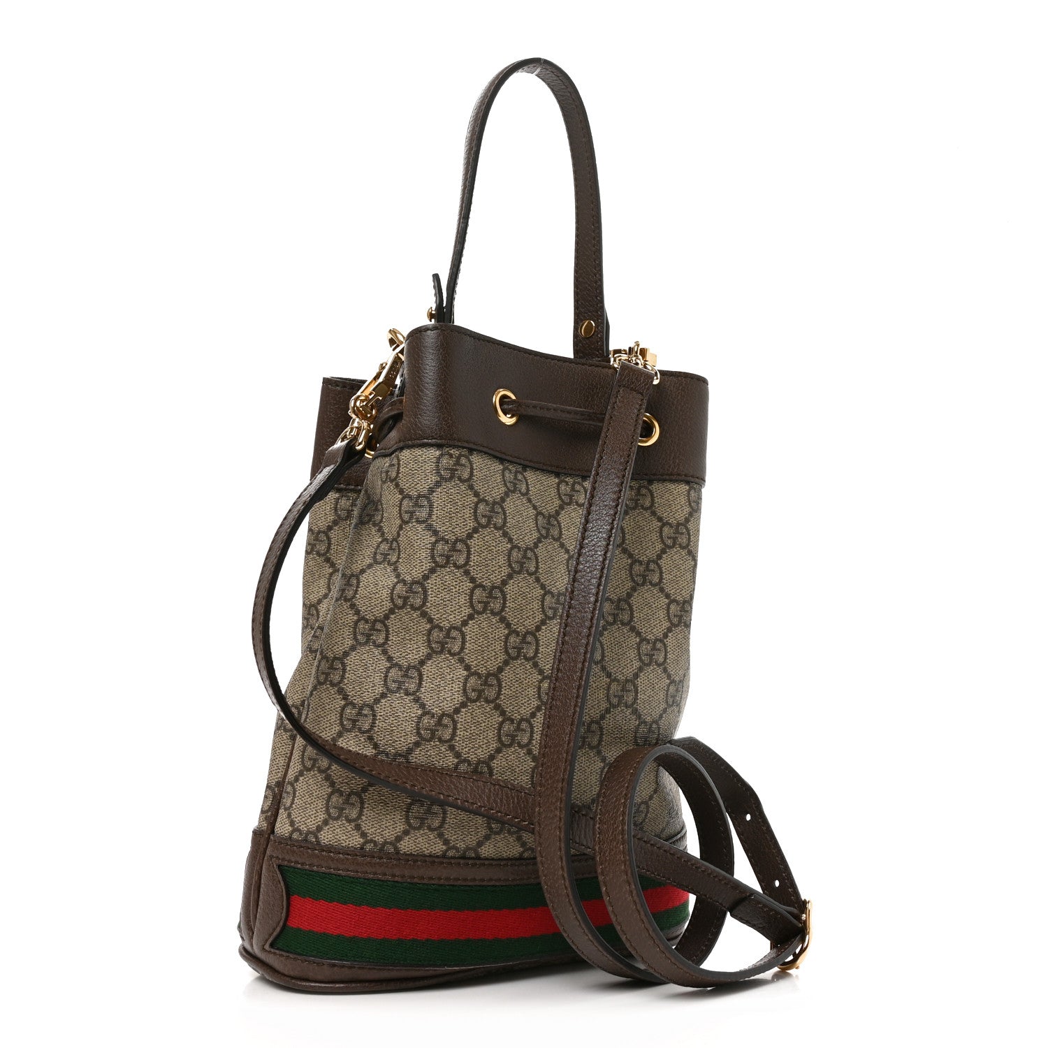 Gucci GG Supreme Monogram Web Small Ophidia Bucket Bag Brown 3 of 9