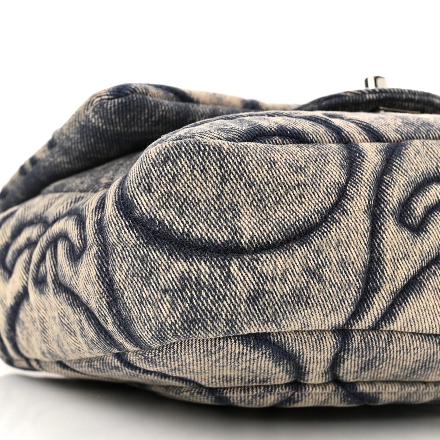 Denim Stitched Mini Square Flap Blue