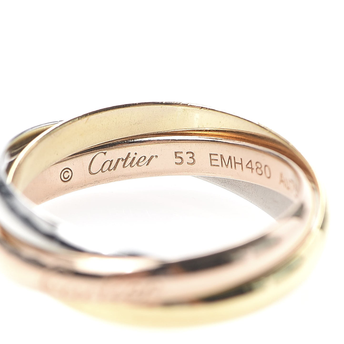 18K Pink Yellow White Gold Small Trinity Ring 53 6.25