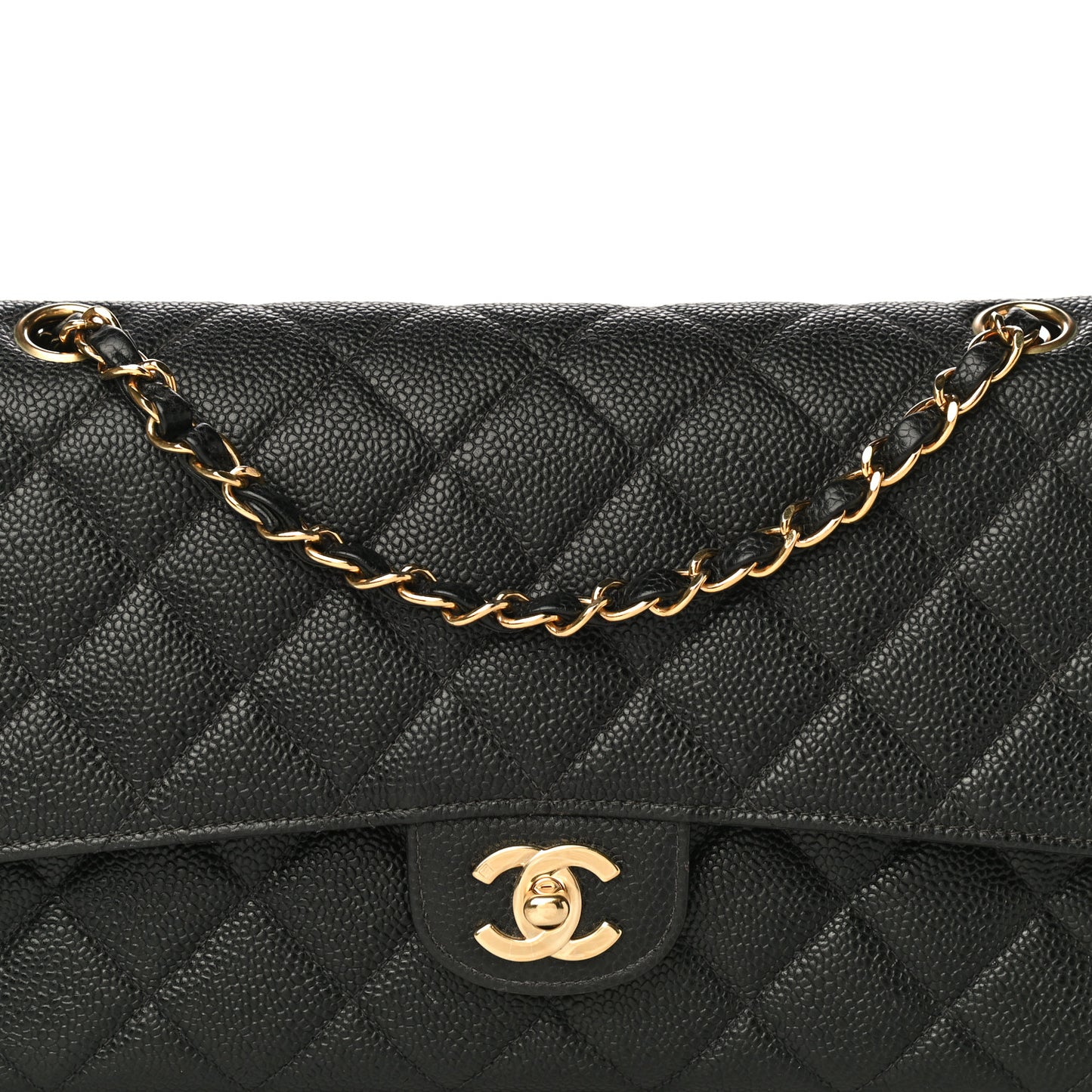 Caviar Quilted Small Double Flap Black