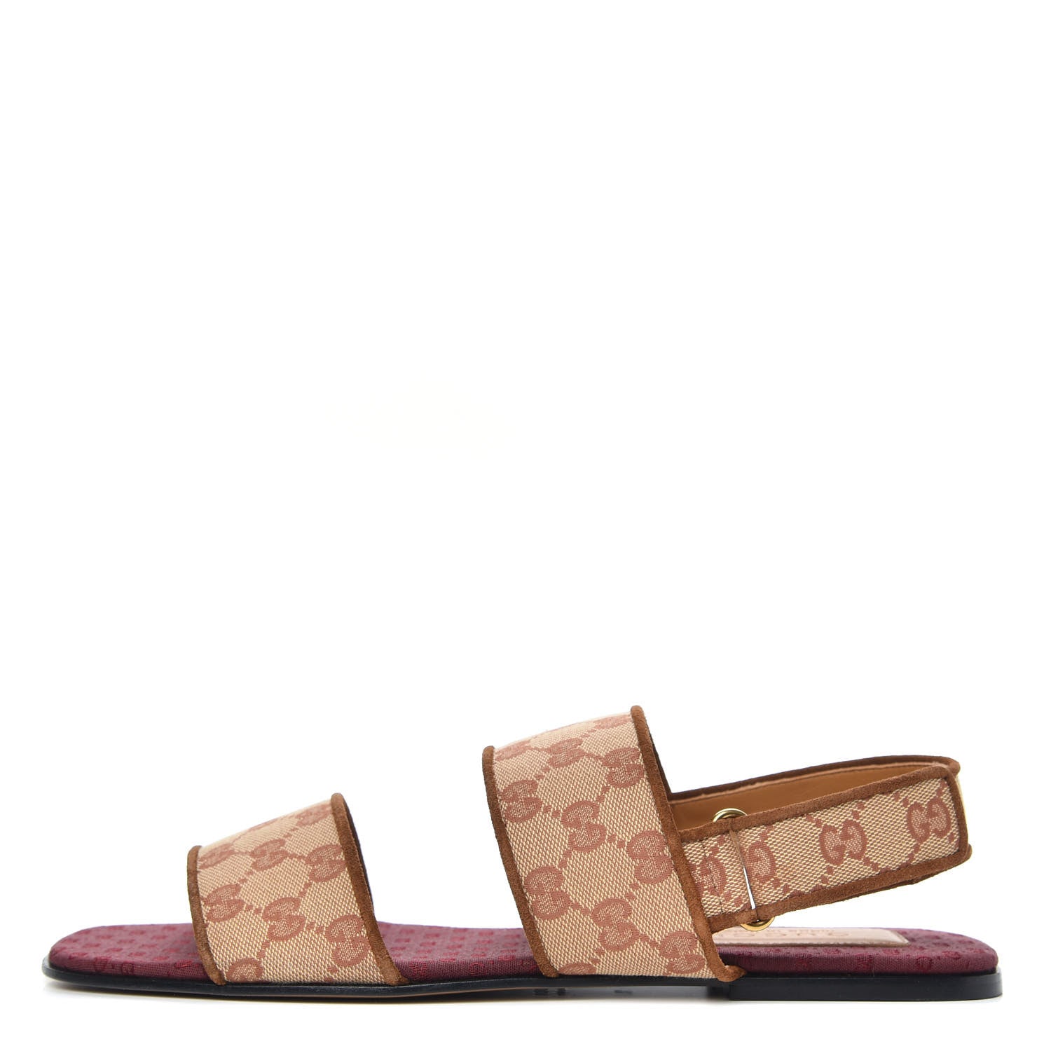 Gucci Canvas GG Monogram Mens Slingback Flat Sandals 11 Beige Ruggine Cuir 1 of 8