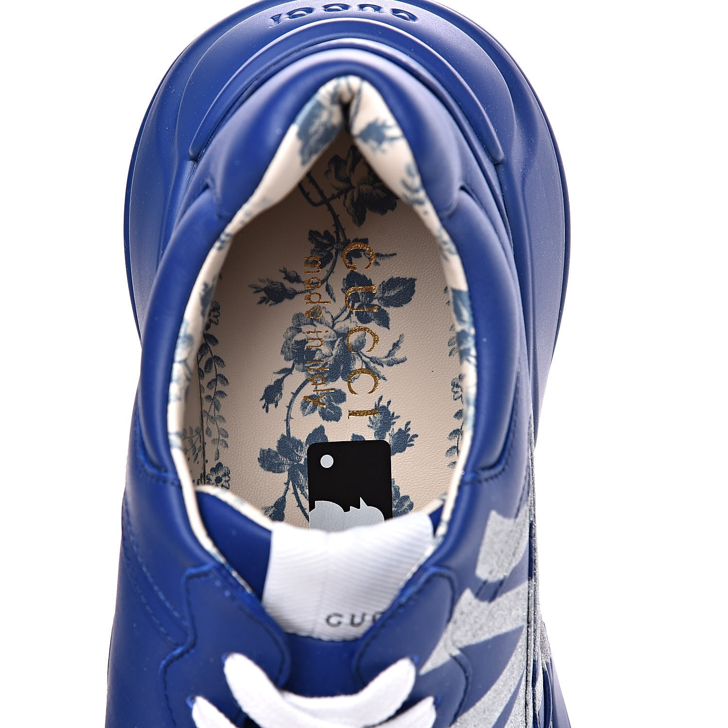 Gucci X MLB Calfskin NY Yankees Mens Rhyton Sneakers 8 Electric Blue 6 of 9