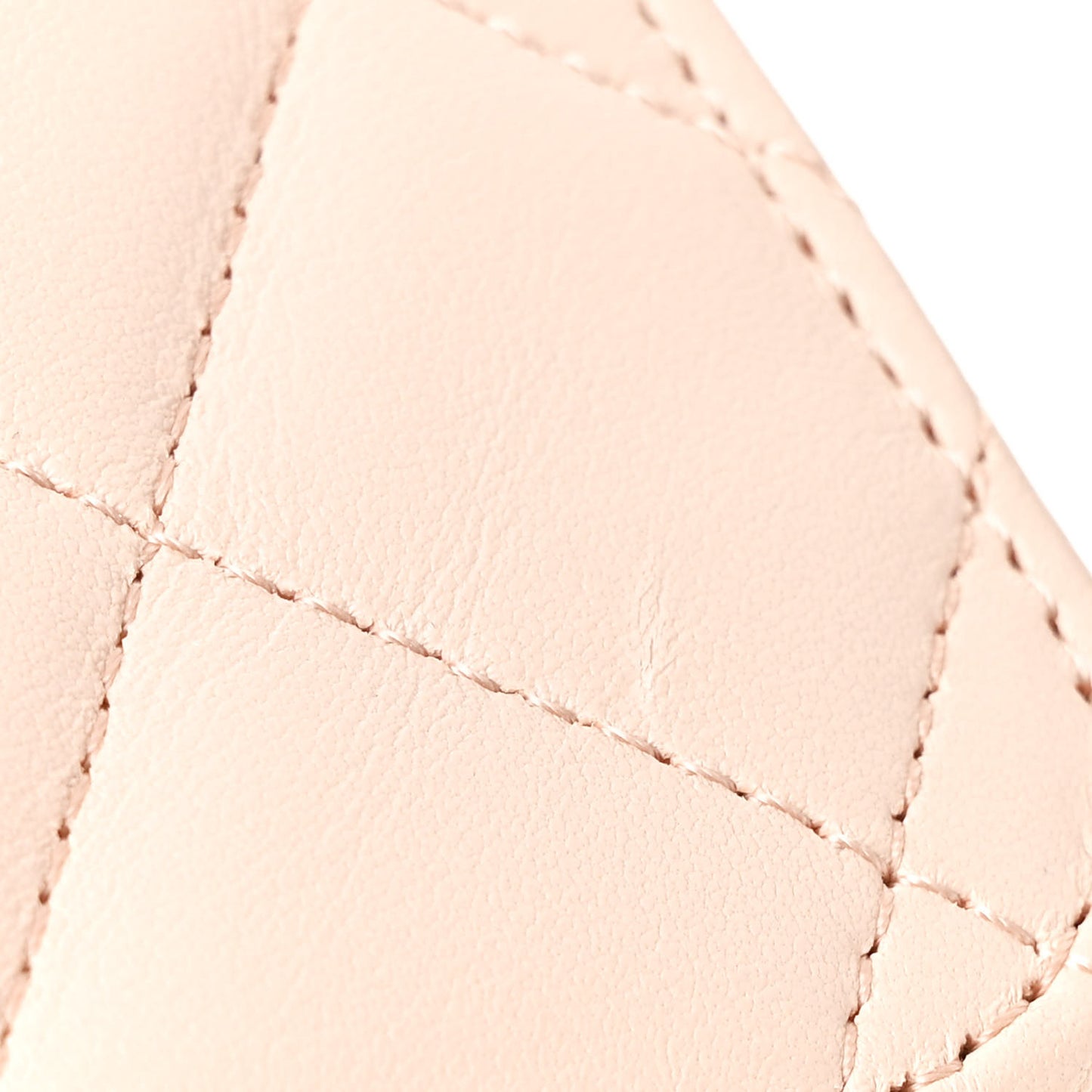 Lambskin Quilted CC Pearl Crush Wallet on Chain WOC Light Beige