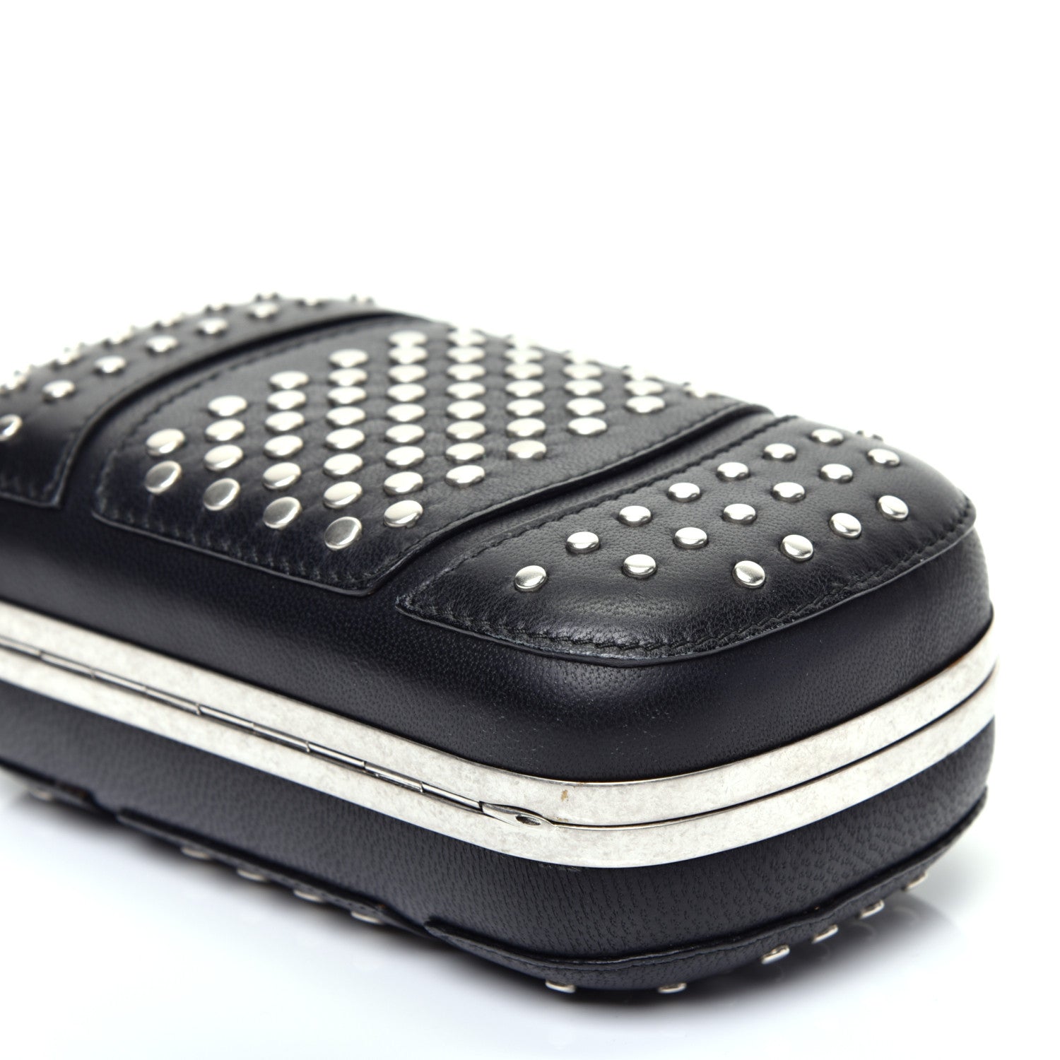 Alexander McQueen Calfskin Studded Punk Skull Box Clutch Black 7 of 10
