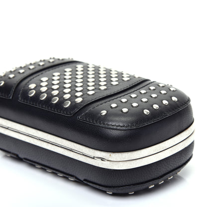 Alexander McQueen Calfskin Studded Punk Skull Box Clutch Black 7 of 10