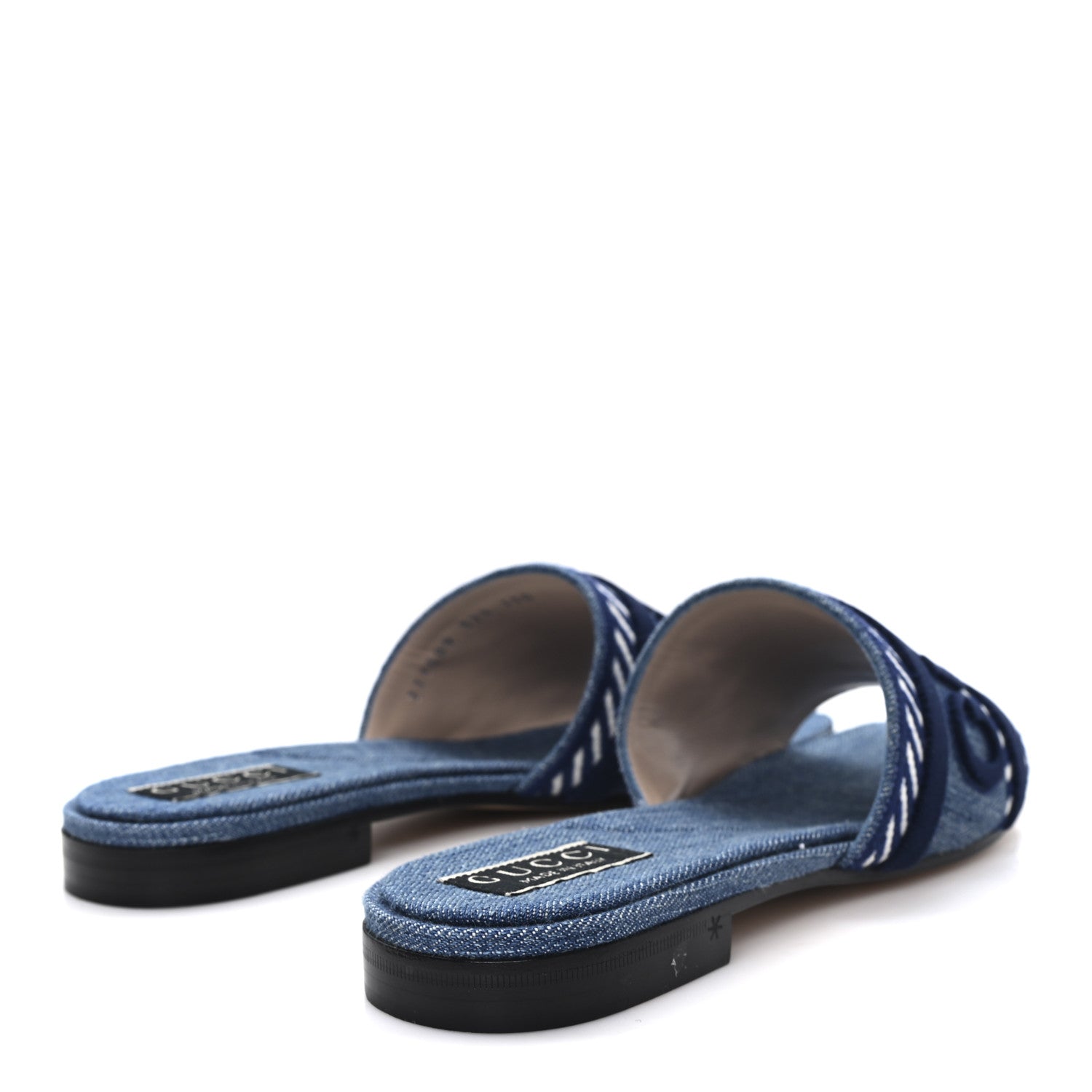 Gucci Plain Spain Denim Logo Slide Sandals 37.5 Light Blue 5 of 10
