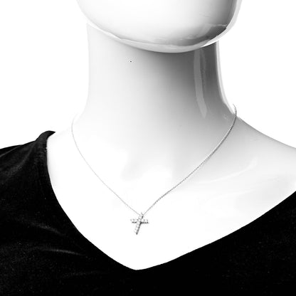 Tiffany Platinum Diamond Small Cross Pendant Necklace 2 of 6
