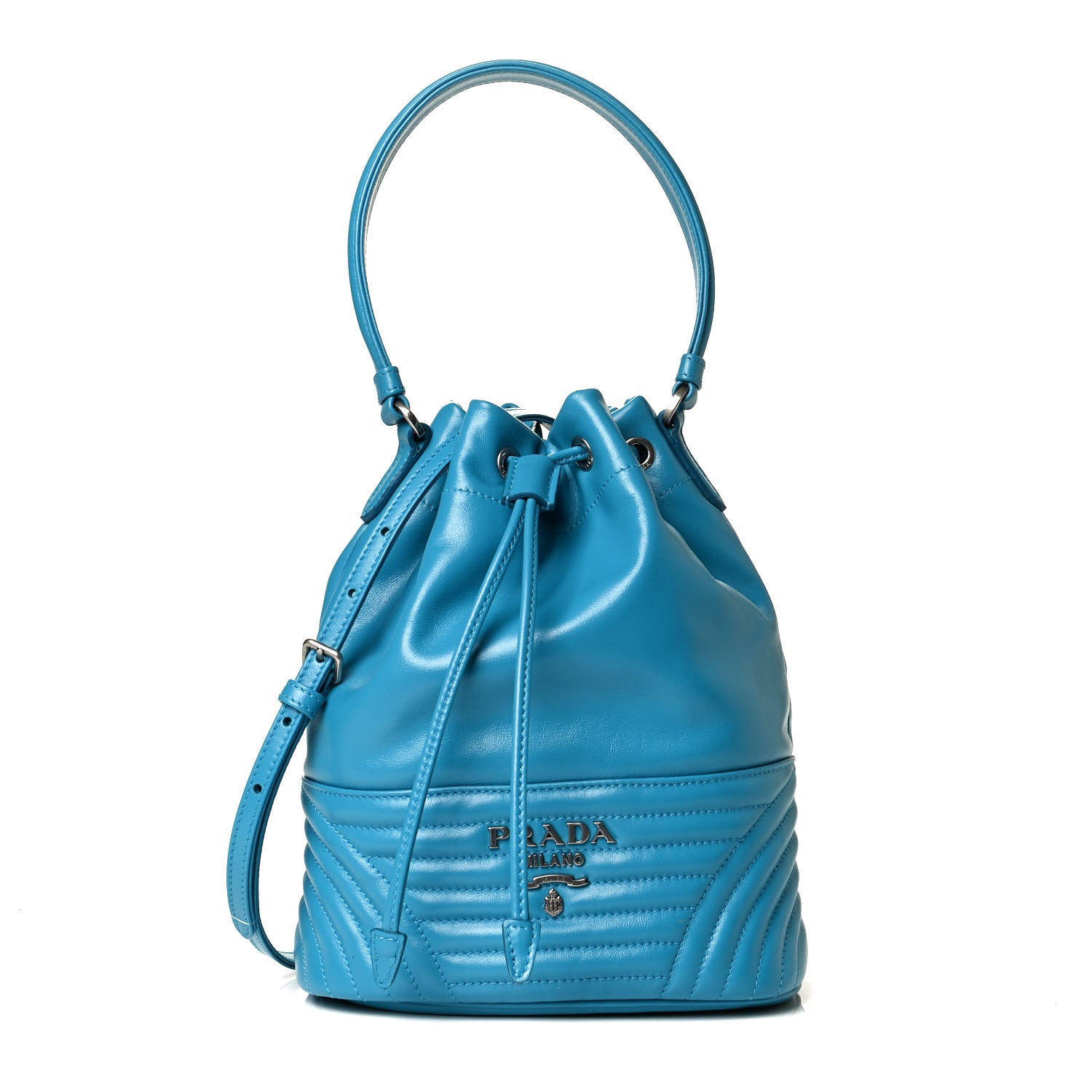 Prada Soft Calfskin Impunture Diagramme Bucket Bag 1 of 6