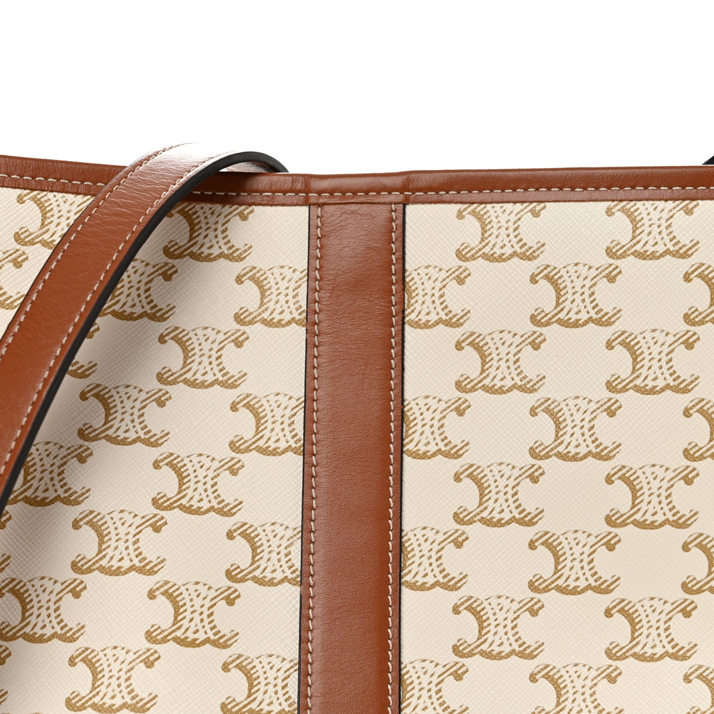 Triomphe Canvas Calfskin Small Bucket Bag White