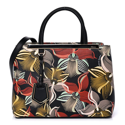 Fendi Calfskin Orchid Petite 2Jours Tote Black Multicolor 1 of 11