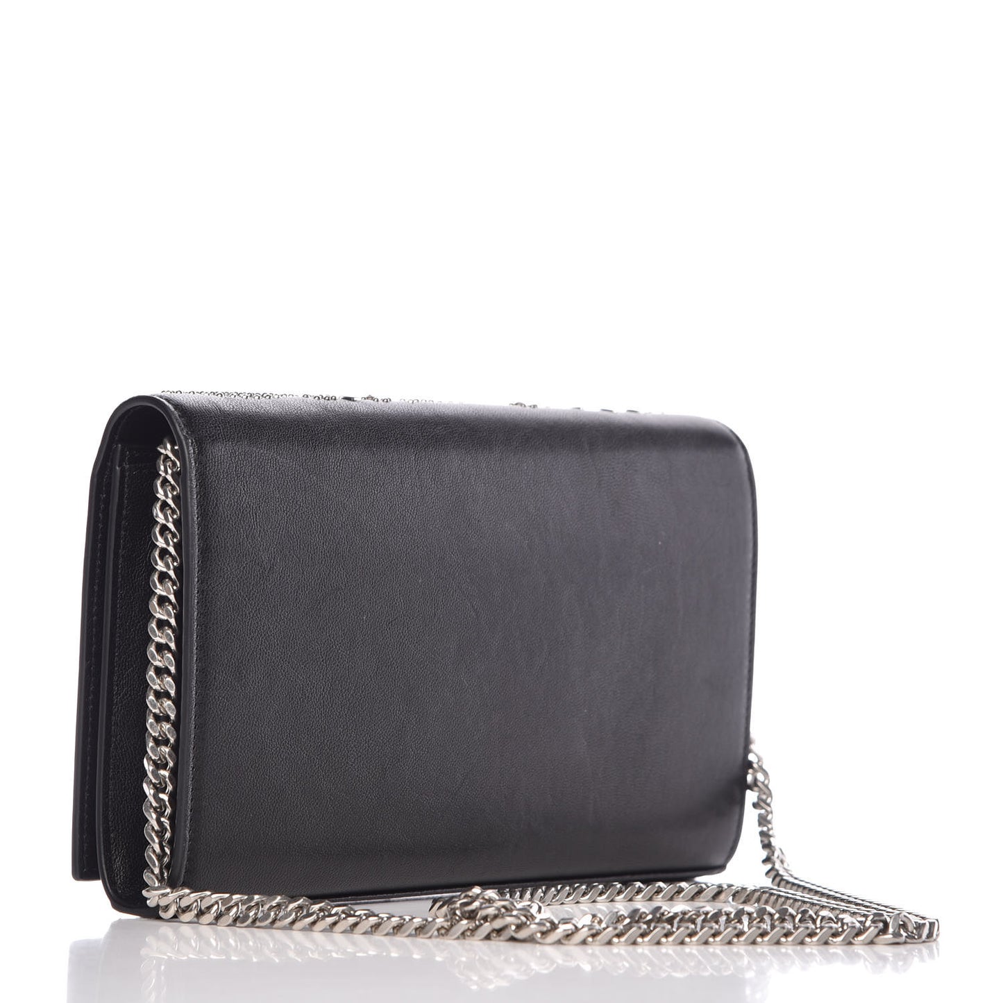 Lambskin Bandana Studded Monogram Chain Wallet Black