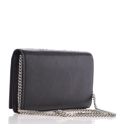 Saint Laurent Lambskin Bandana Studded Monogram Chain Wallet Black 3 of 8