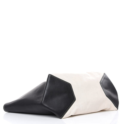 Celine Canvas Smooth Calfskin Frame Tote Black White 4 of 15
