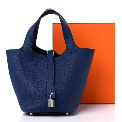 Hermes Taurillon Clemence Picotin Lock 18 PM Bleu Nuit 9 of 9