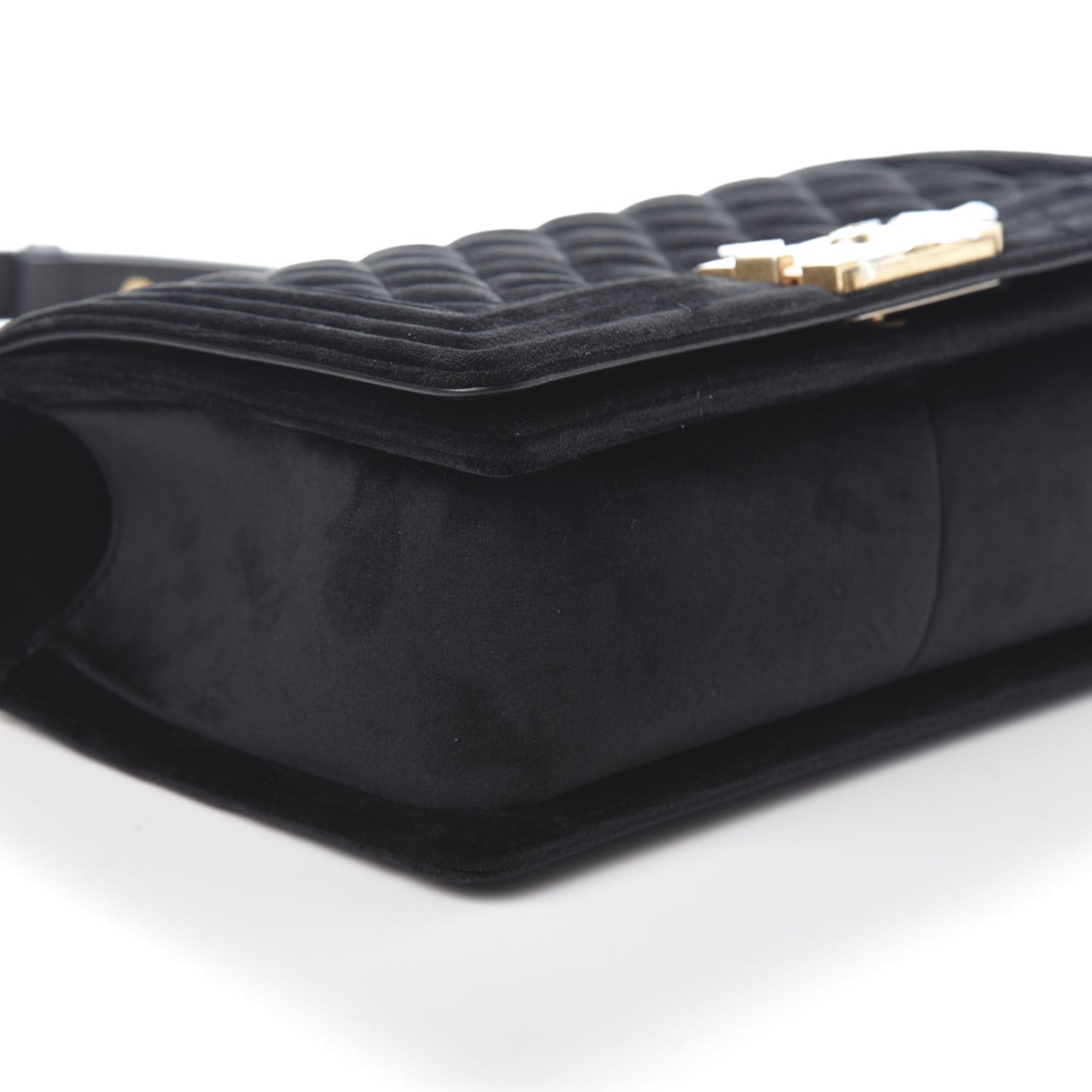 Velvet Quilted Medium Boy Flap Black