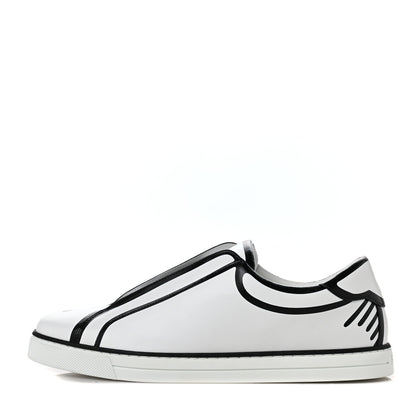 Fendi X JOSHUA VIDES Nappa Rockoclick Slip On Sneakers 38.5 Snow White Black 1 of 9