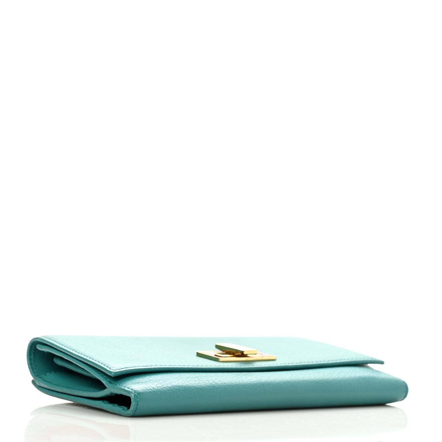 Fendi Calfskin Tortoise Peekaboo Continental Wallet Turquoise 4 of 9