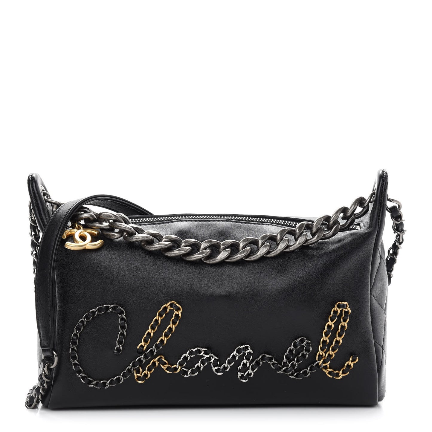 Calfskin Chain 20s Signature Hobo Black