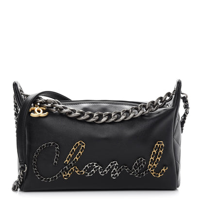 Chanel Calfskin Chain 20s Signature Hobo Black 1 of 9