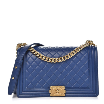 Chanel Calfskin Quilted New Medium Boy Flap Blue 1 of 8