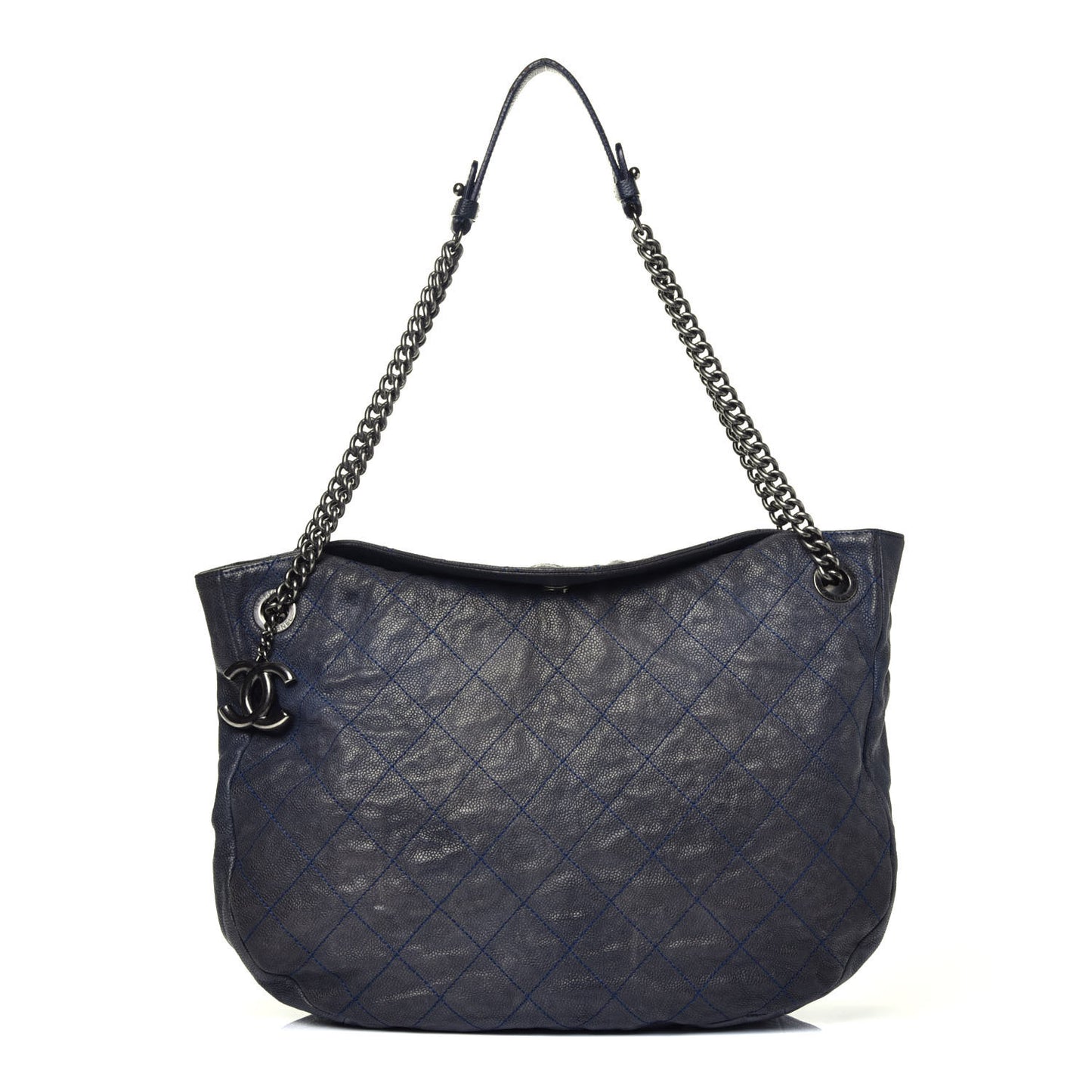 Caviar Quilted Simply CC Hobo Dark Blue