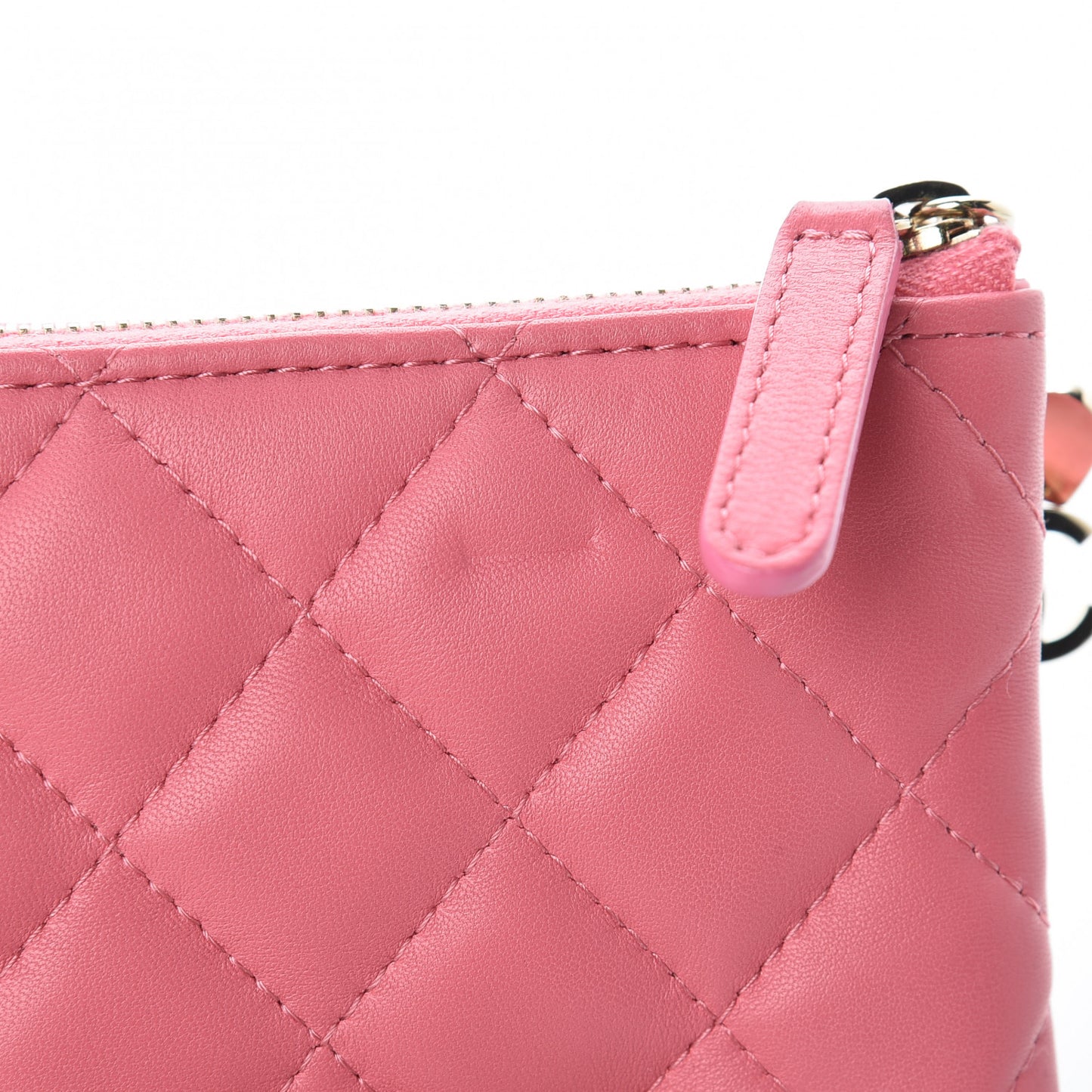Lambskin Quilted Small Casino Cosmetic Case Pink