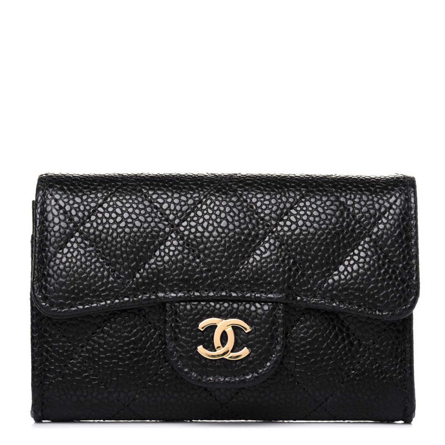 Chanel Caviar Quilted Flap Card Holder Wallet Black 1 of 9