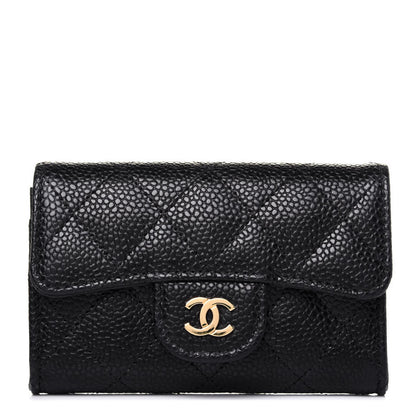Chanel Caviar Quilted Flap Card Holder Wallet Black 1 of 9
