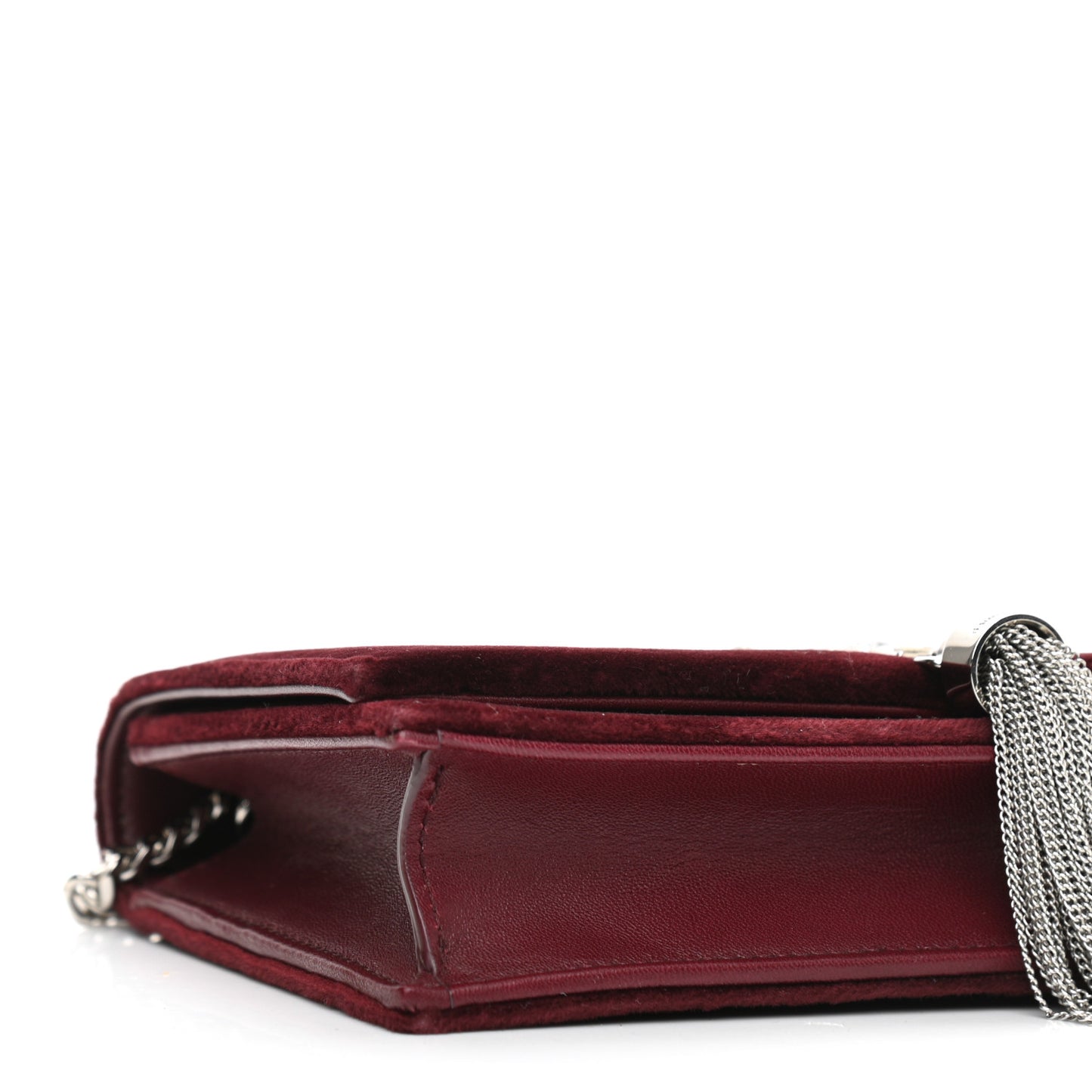 Velvet Crystal Monogram Kate Tassel Shoulder Bag Burgundy