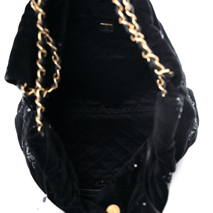 Chanel Velvet Sequin Quilted Chanel 22 Black 6 of 10