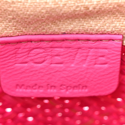 Loewe Iraca Palm Calfskin Anagram Square Pocket Bucket Bag Natural Fuchsia 5 of 9