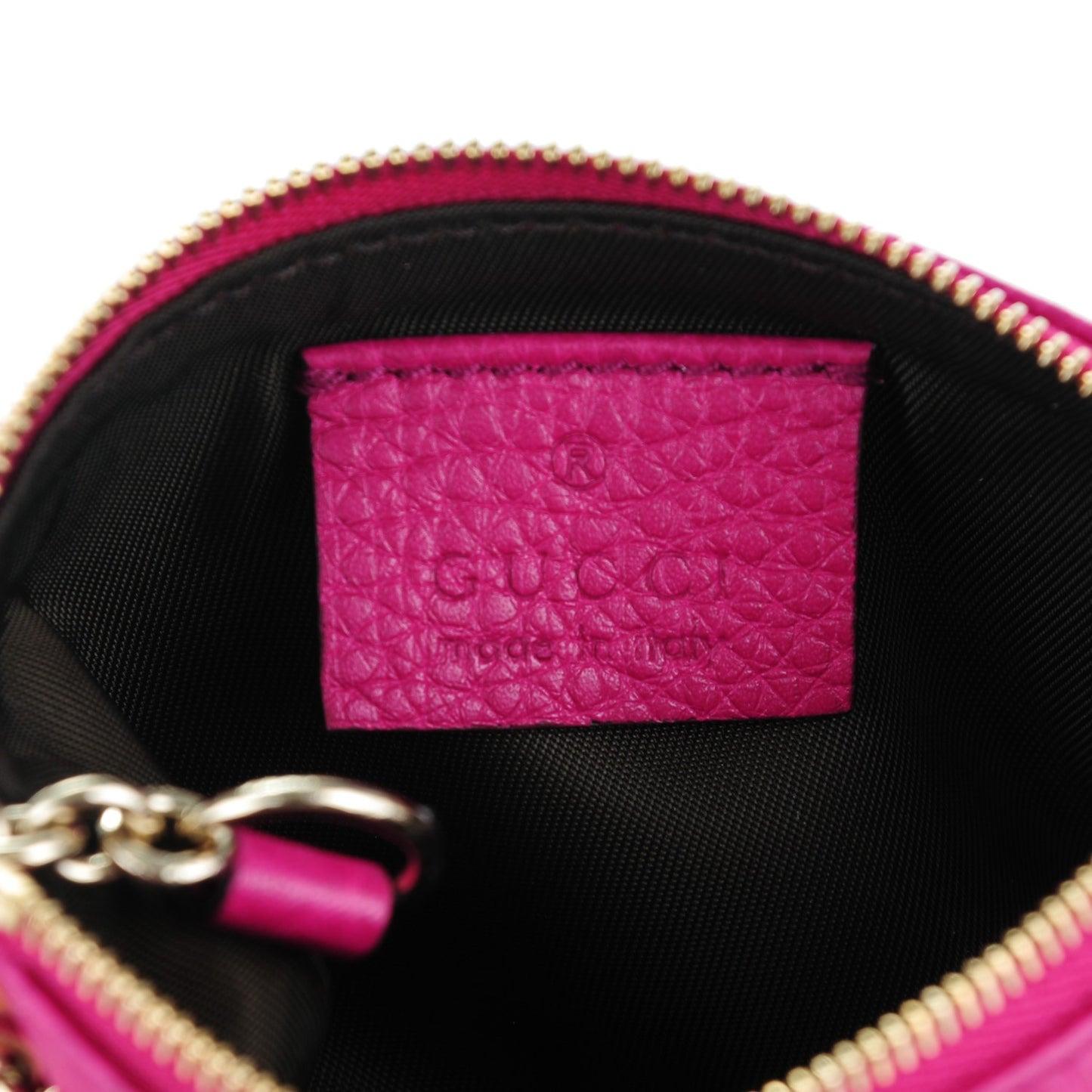 Pebbled Calfskin Soho Key Case Bright Bougainvillea