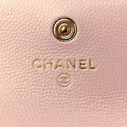 Chanel Iridescent Caviar Quilted Pearl On Top Coin Purse With Chain Light Pink 6 of 11