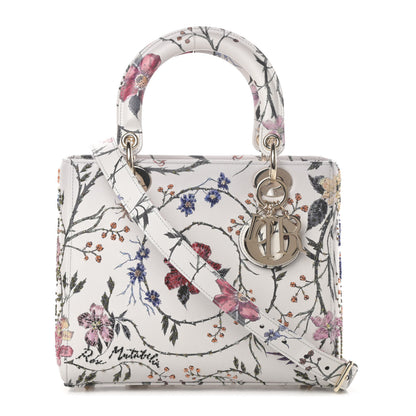 Christian Dior Calfskin Rosa Mutabilis Embroidered Medium Lady Dior White Multicolor 1 of 10