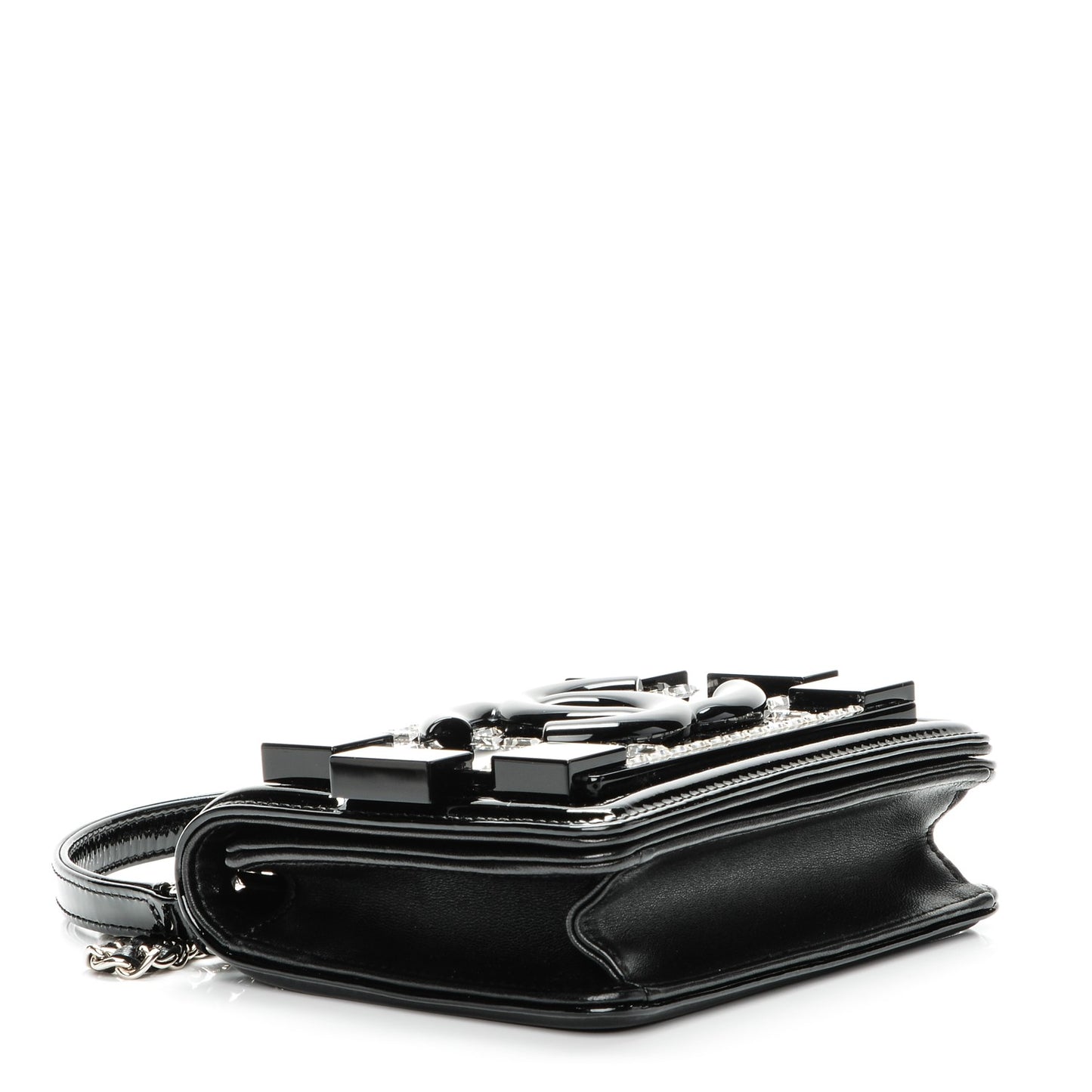 Plexiglass Patent Baguette Crystal Mini Boy Brick Flap Black