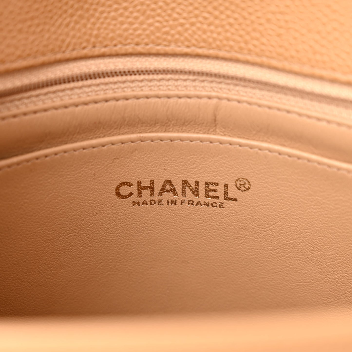 Caviar Flap Shoulder Bag Beige
