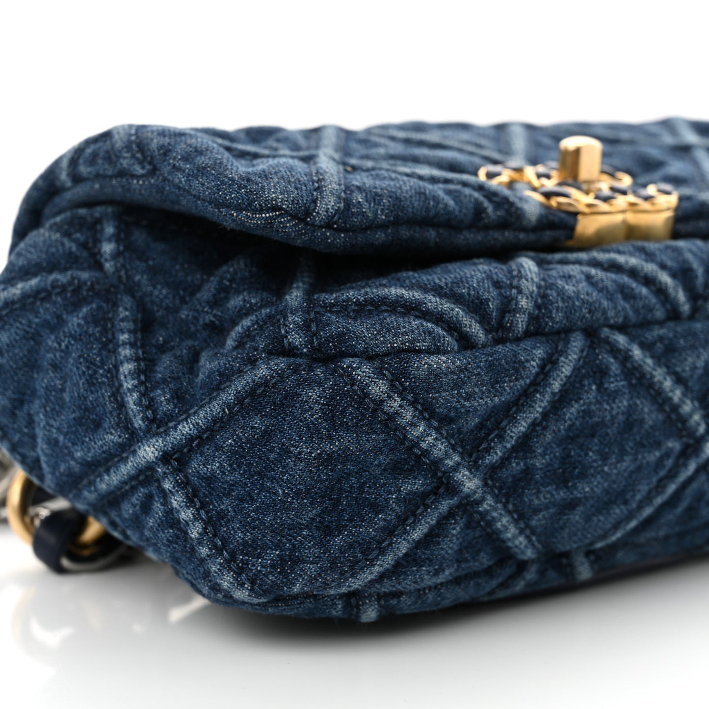 Denim Quilted Chanel 19 Waist Bag Blue