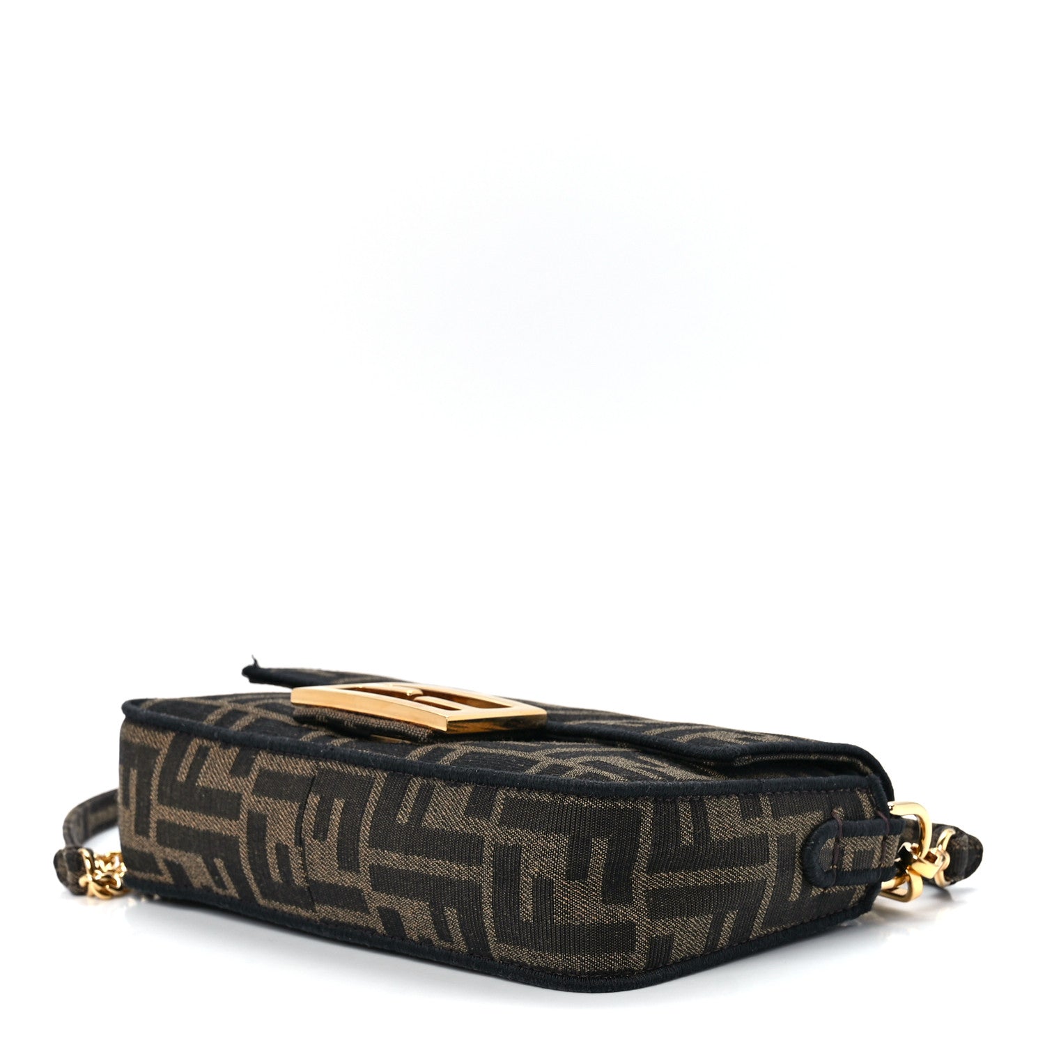 Fendi Fabric Jacquard FF 1974 Mini Baguette Tobacco Moro Black 9 of 12