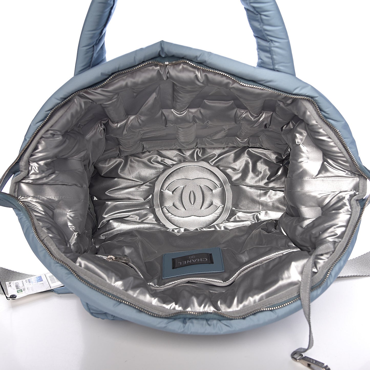 CHNylon Embossed Doudoune Bowling Bag Blue White