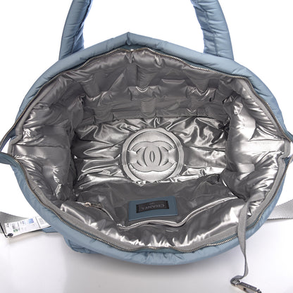 Chanel CHNylon Embossed Doudoune Bowling Bag Blue White 5 of 10
