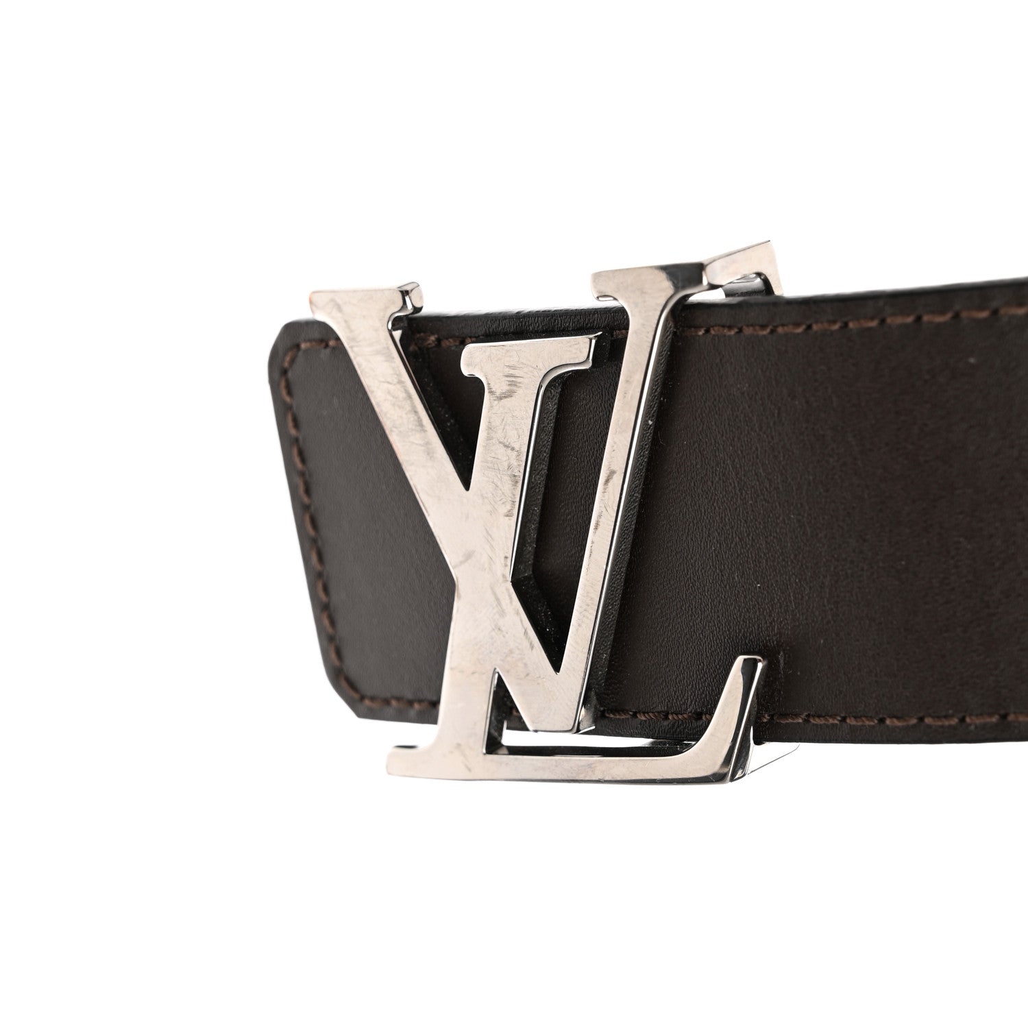 Louis Vuitton Calfskin 40mm LV Initiales Reversible Belt 85 34 Dark Brown Black 85 34 Black 6 of 9